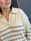 Arlo Polo Sweater - Ecrus Taupe Stripe