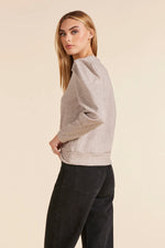 Puff Sleeve V-Neck Sweatshirt