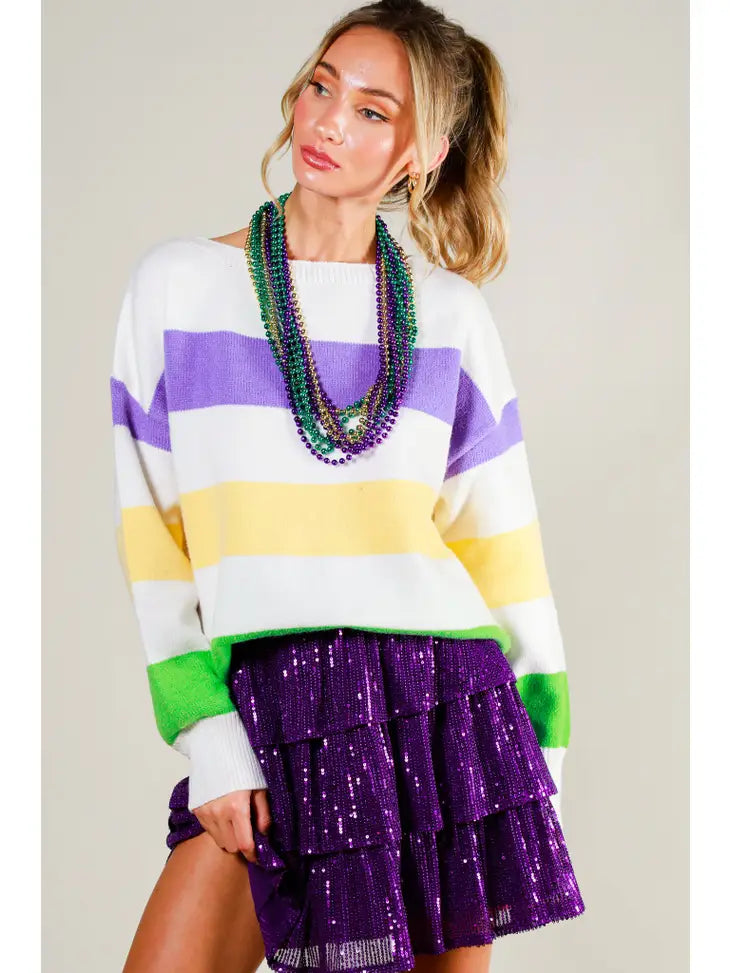 Mardi Gras Colorblock Sweater - PRE ORDER