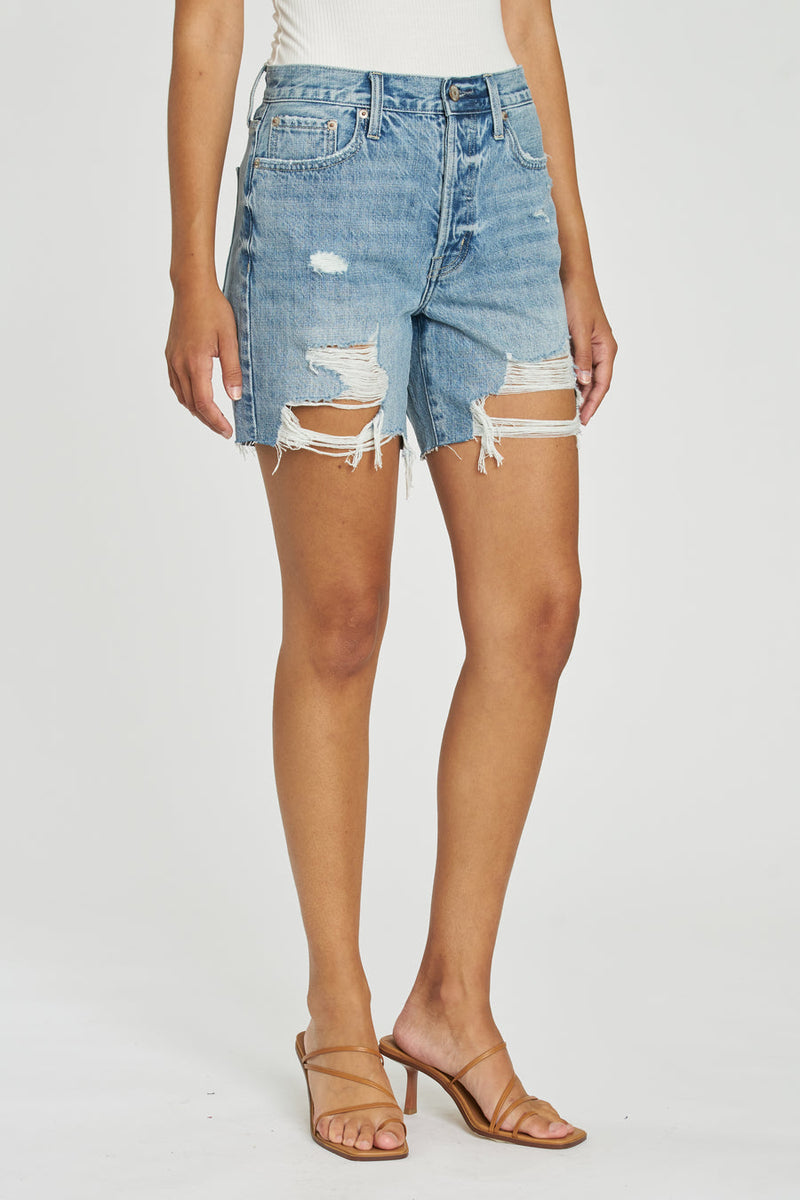 Devin High Rise Mom Cut Off Short - Lucca Distressed